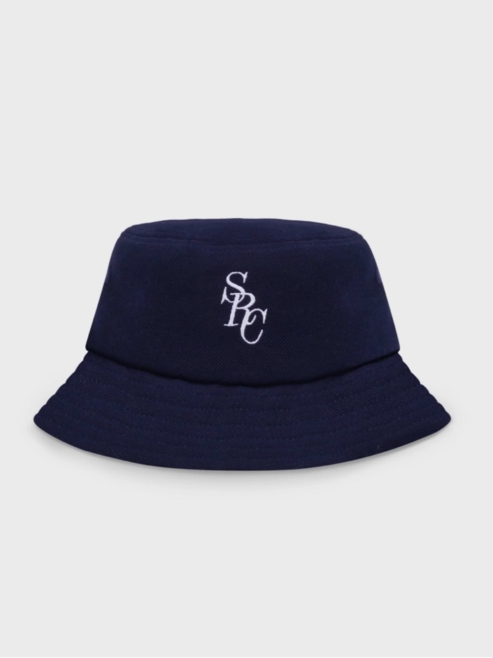 Sporty & Rich Navy Bucket Hat with White Logo